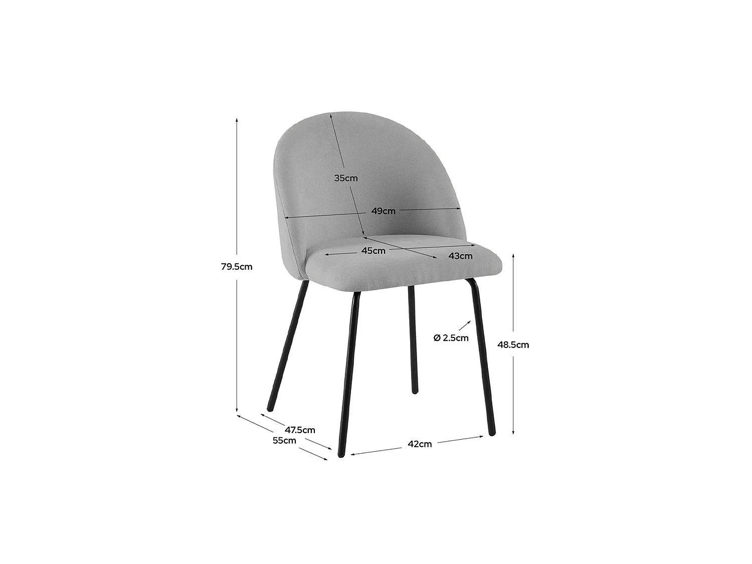 Silla de comedor tapizada grace  gris para hogar moderno mueble de almacenaje  - Homekit