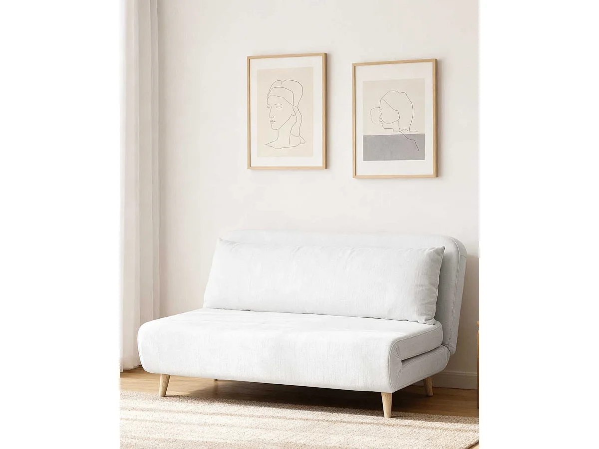 Sofá cama de 2 plazas leann  beige para hogar moderno mueble de almacenaje  - Homekit