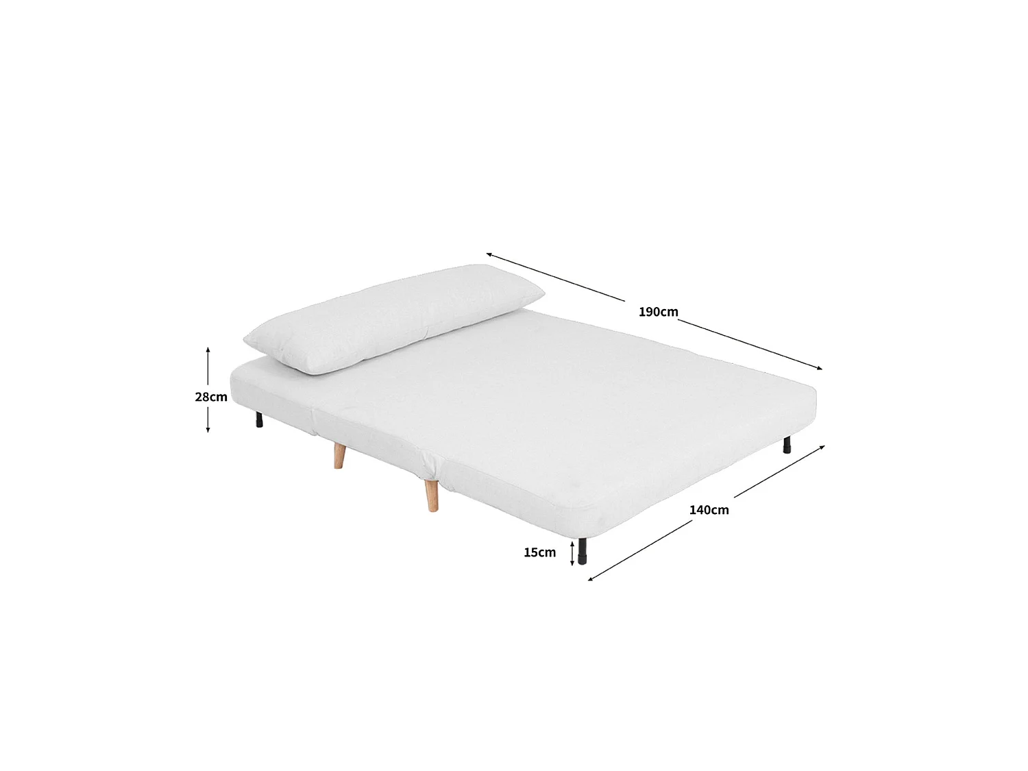 Sofá cama de 2 plazas leann  beige para hogar moderno mueble de almacenaje  - Homekit