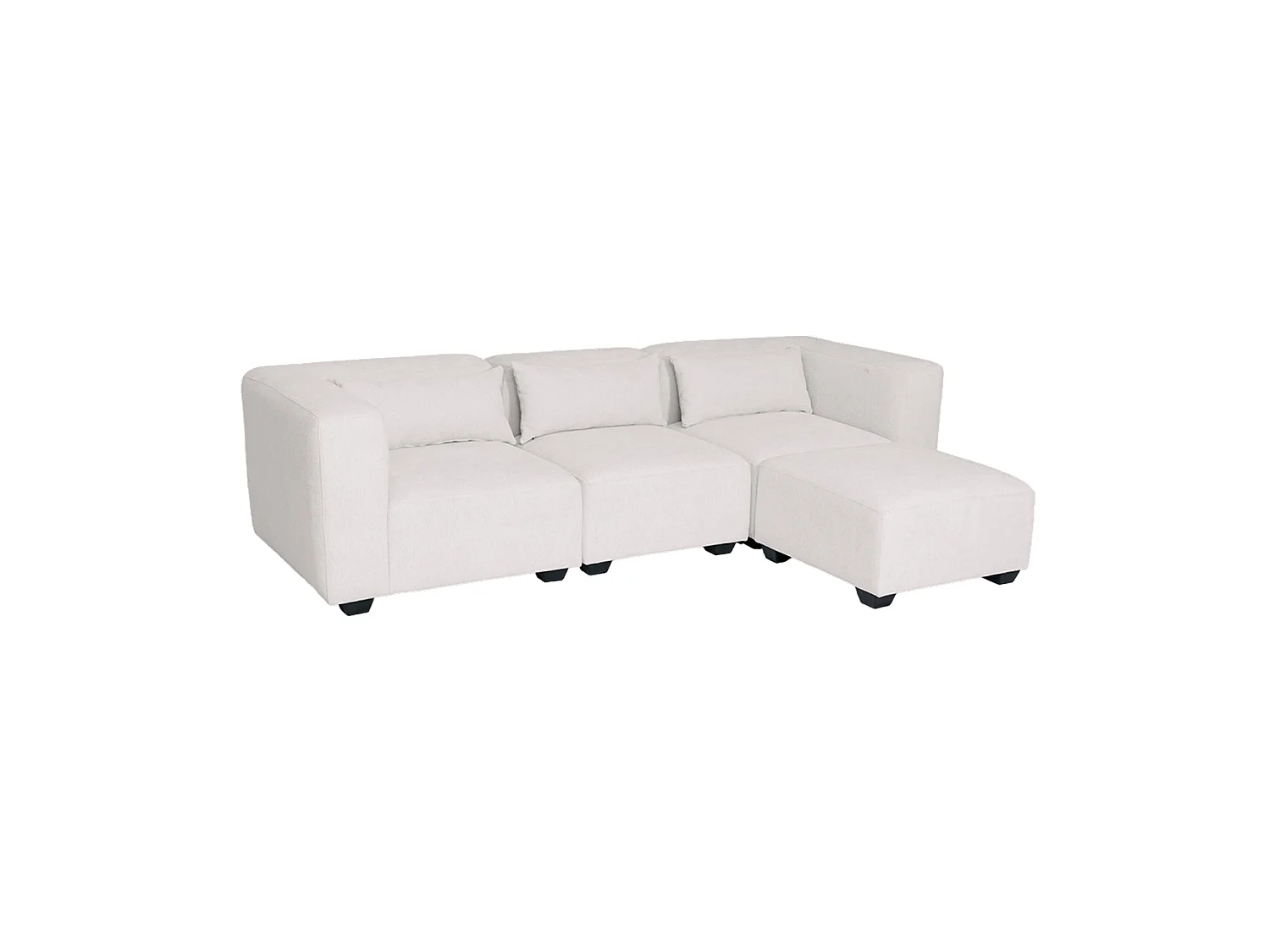 Sofá modular tres plazas liza con reposapiés  beige para hogar moderno mueble de almacenaje  - Homekit