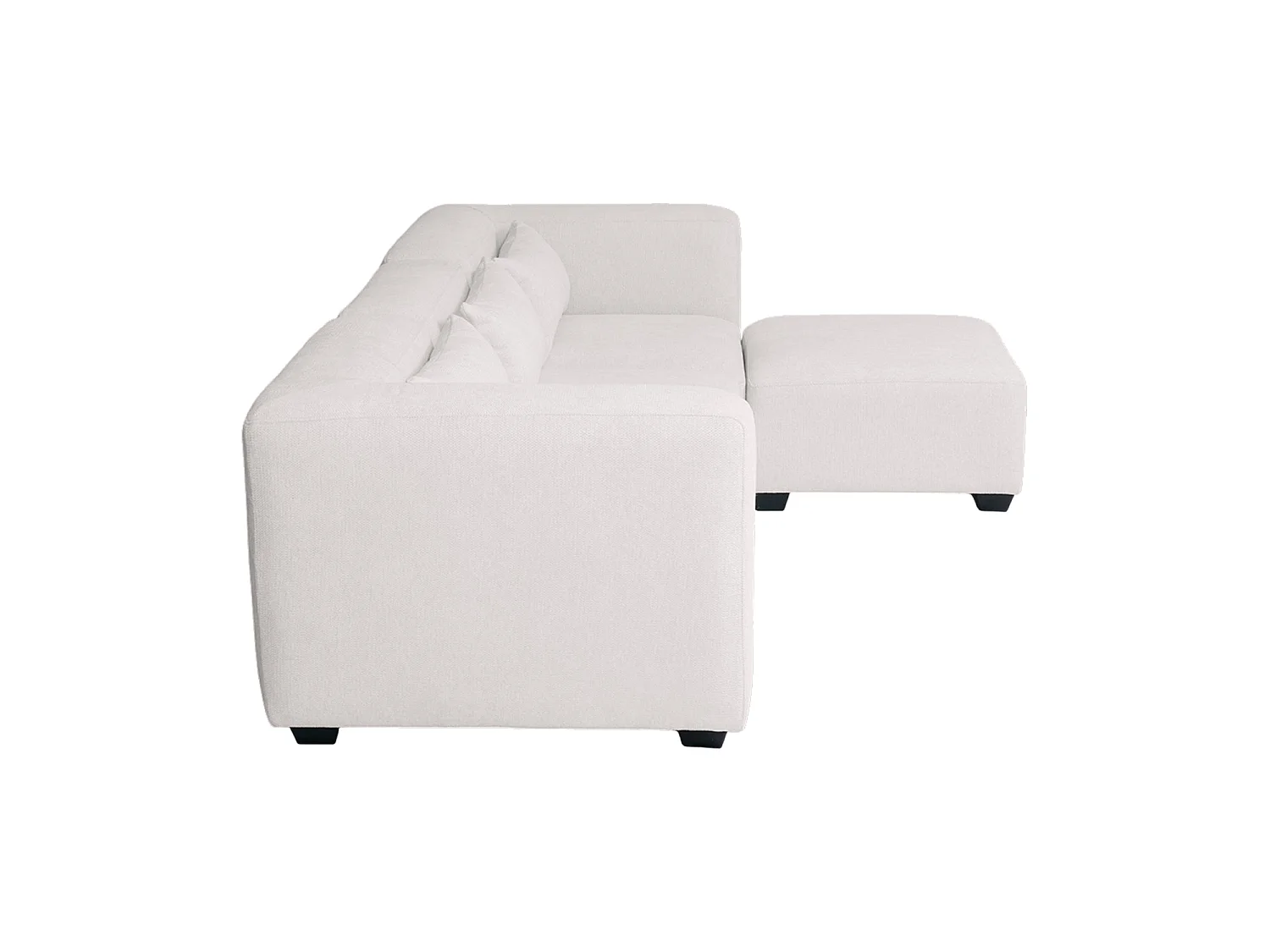 Sofá modular tres plazas liza con reposapiés  beige para hogar moderno mueble de almacenaje  - Homekit
