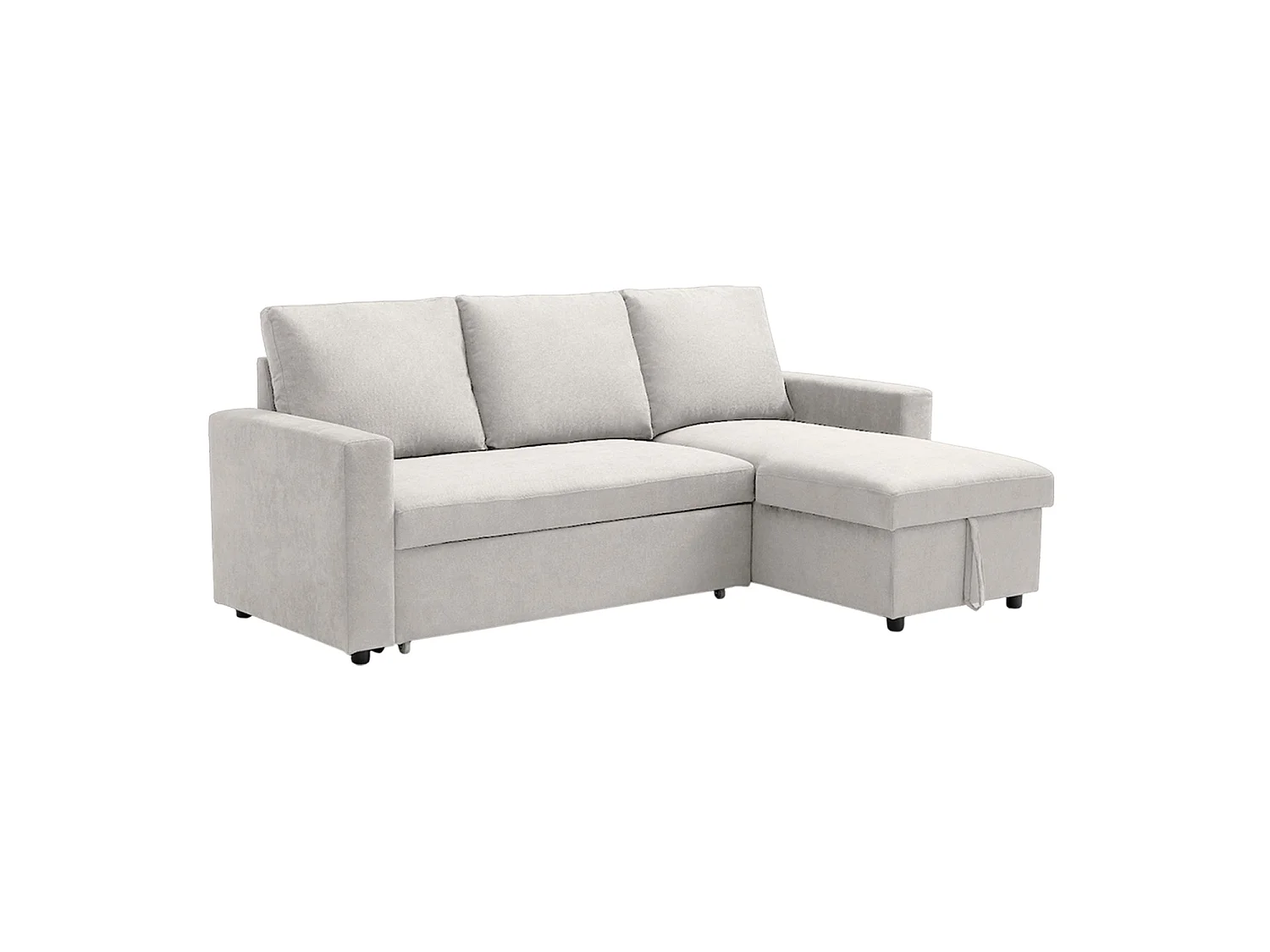 Sofá cama con chaise longue y almacenaje ivy  beige para hogar moderno mueble de almacenaje  - Homekit