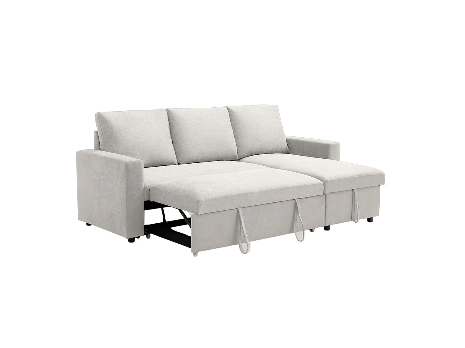 Sofá cama con chaise longue y almacenaje ivy  beige para hogar moderno mueble de almacenaje  - Homekit