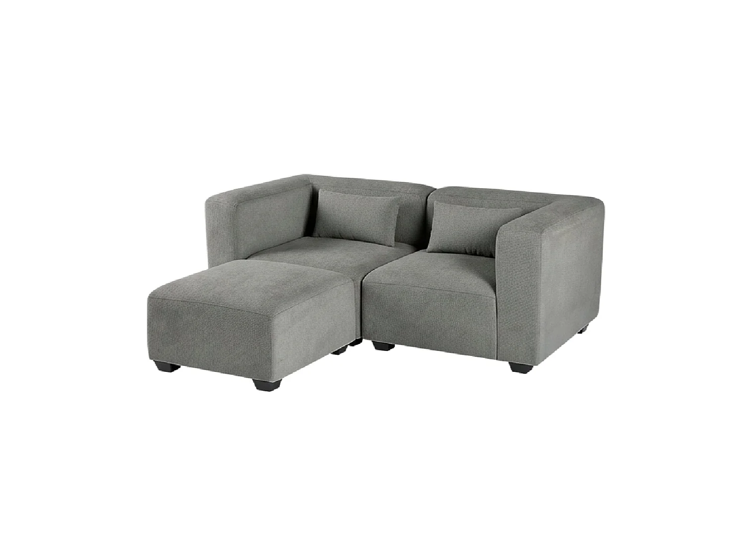 Sofá modular dos plazas liza con reposapiés verdoso  gris para hogar moderno mueble de almacenaje  - Homekit