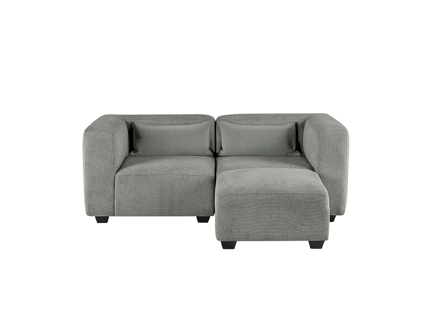 Sofá modular dos plazas liza con reposapiés verdoso  gris para hogar moderno mueble de almacenaje  - Homekit