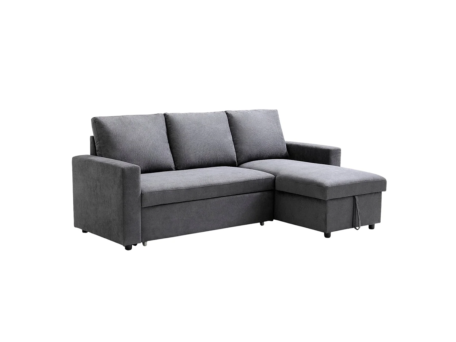 Sofá cama con chaiselongue y almacenaje Ivy Gris oscuro - Homekit