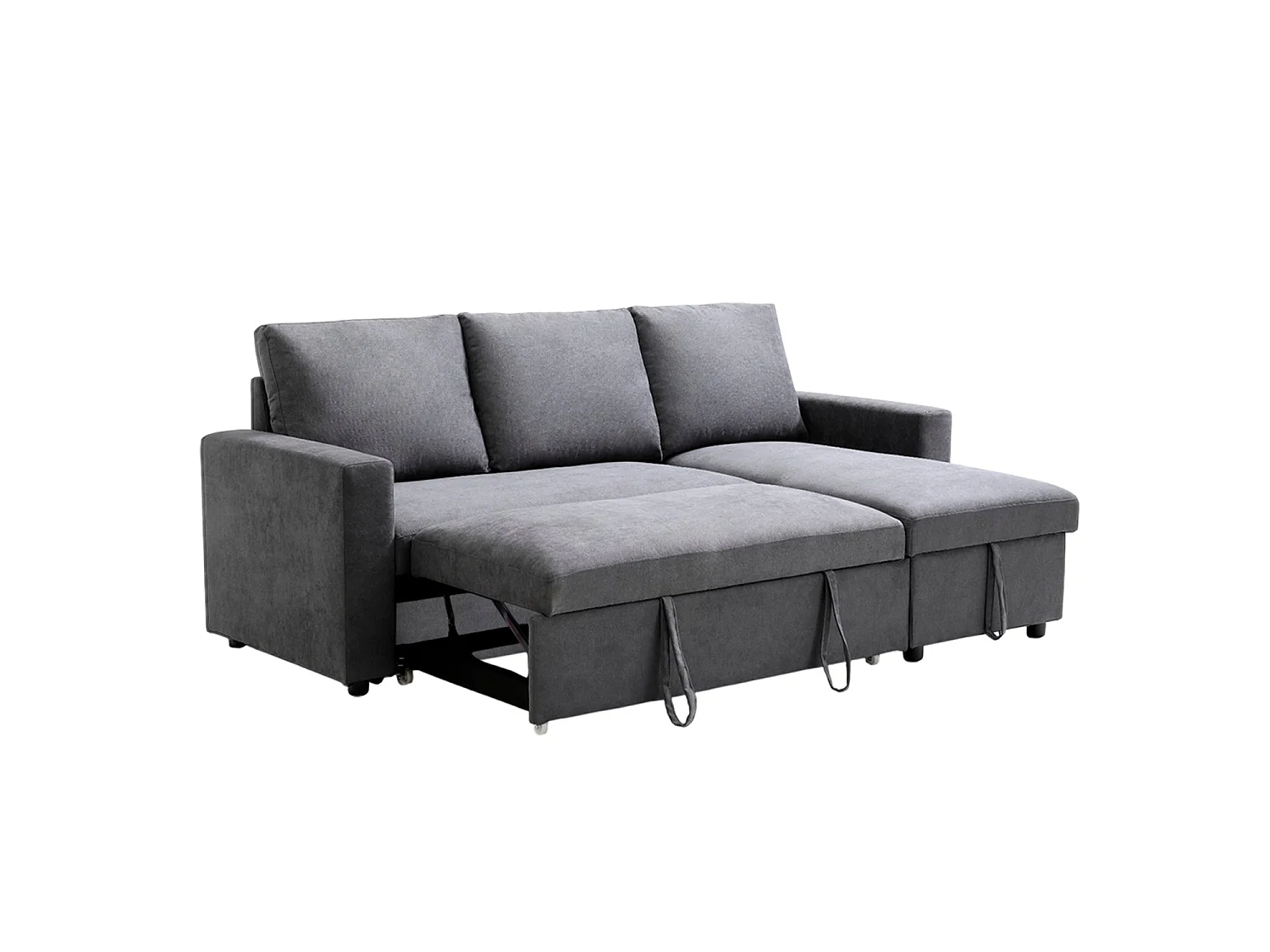 Sofá cama con chaiselongue y almacenaje Ivy Gris oscuro - Homekit