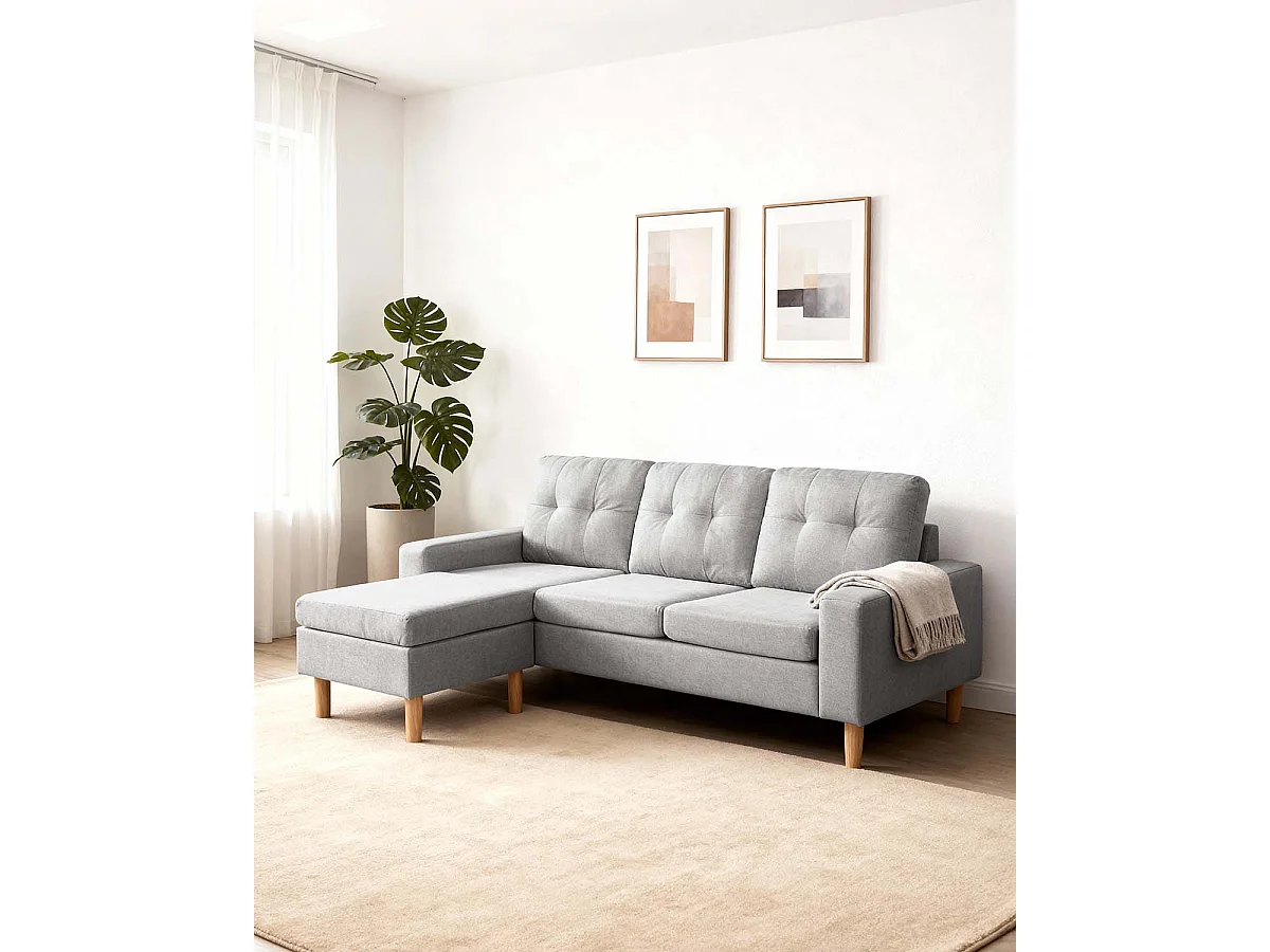 Sofá con chaise longue reversible Tabitha - Color Gris - Homekit