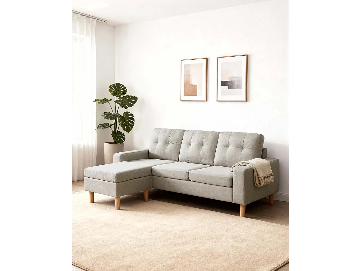 Sofá con chaise longue reversible Tabitha - Color Beige - Homekit