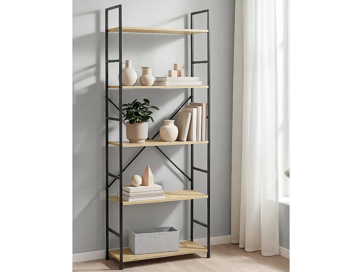 Estantería Mara - Color Madera natural y negro - Homekit