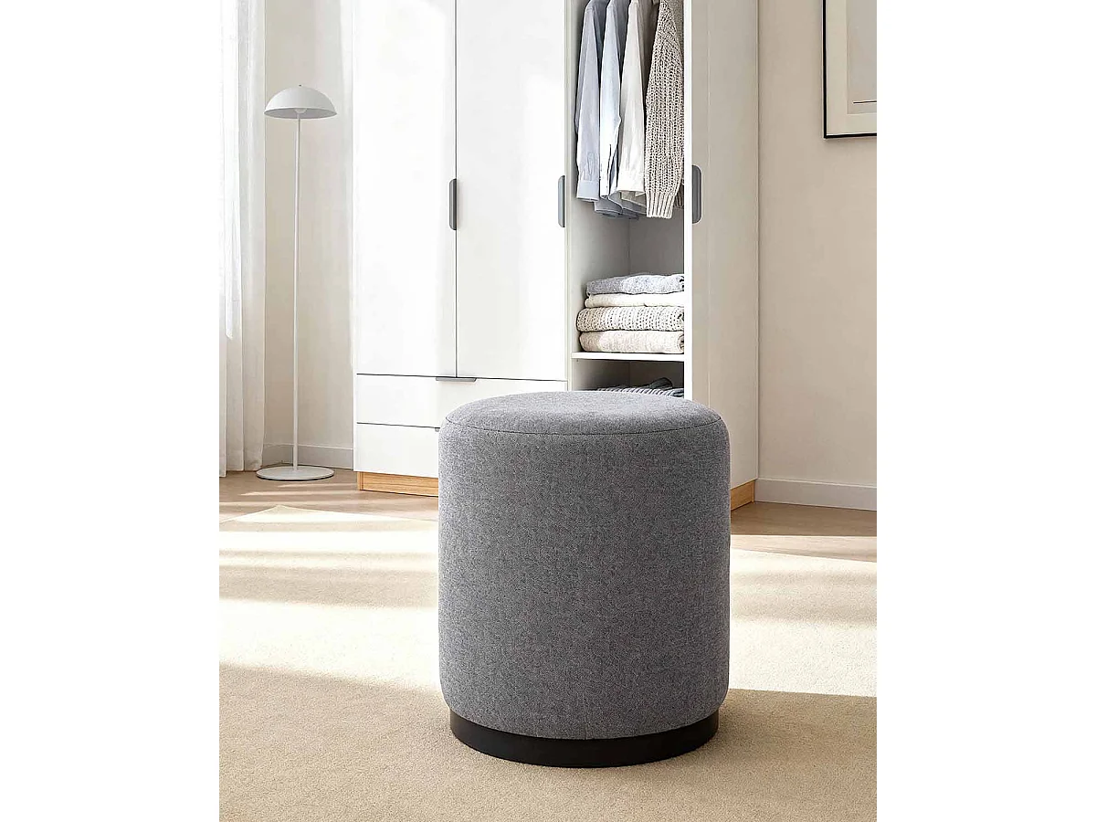 Puff tapizado sheena gris para hogar moderno mueble de almacenaje  - Homekit