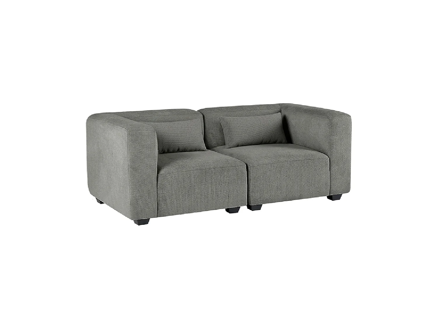 Sofá modular dos plazas liza verdoso  gris para hogar moderno mueble de almacenaje  - Homekit