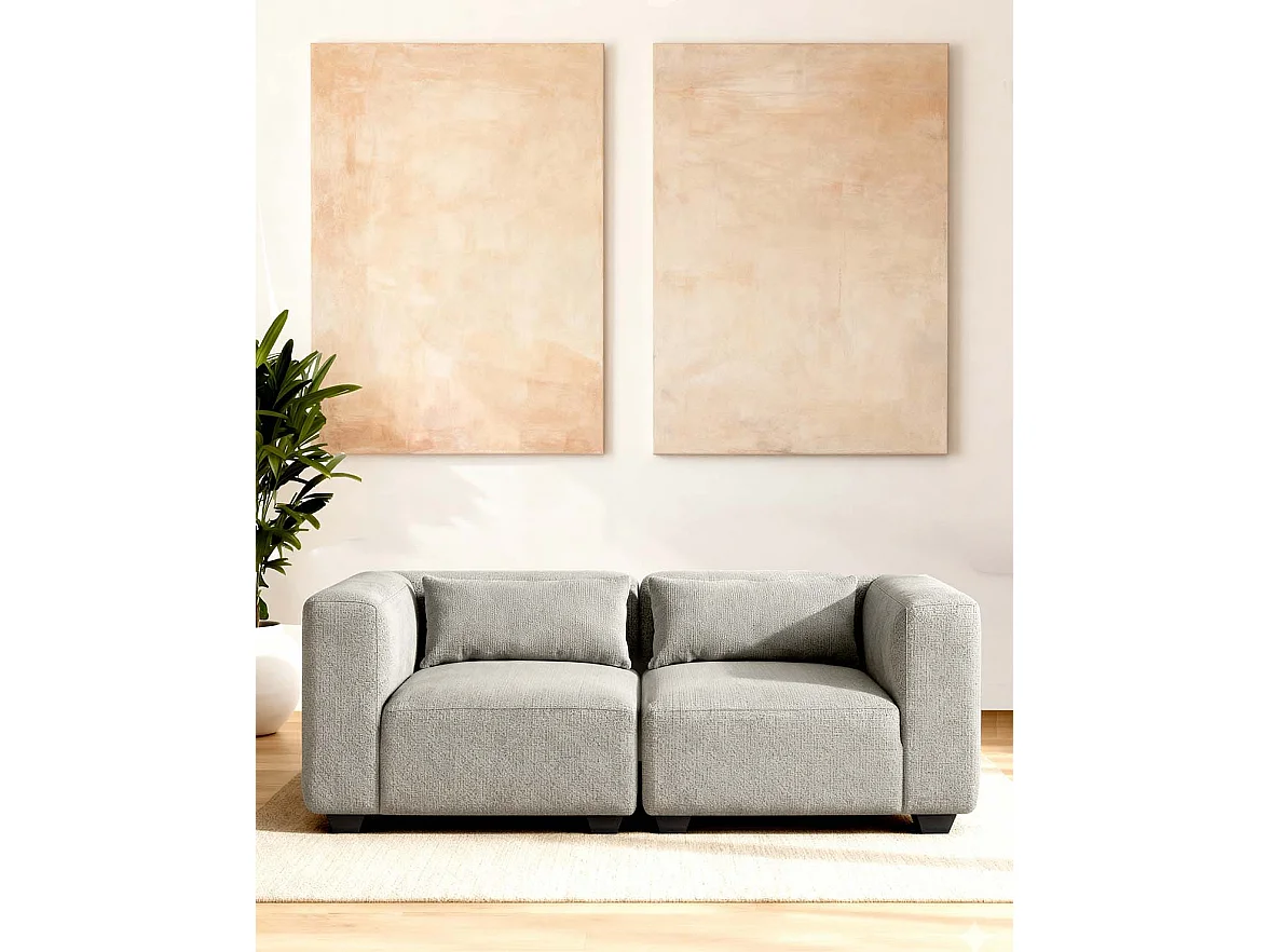 Sofá modular dos plazas liza verdoso  gris para hogar moderno mueble de almacenaje  - Homekit