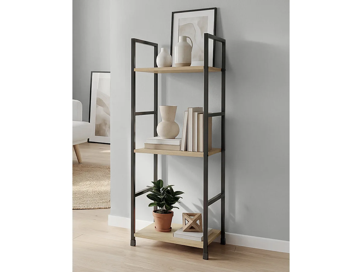 Estantería Mara - Color Madera natural y negro - Homekit