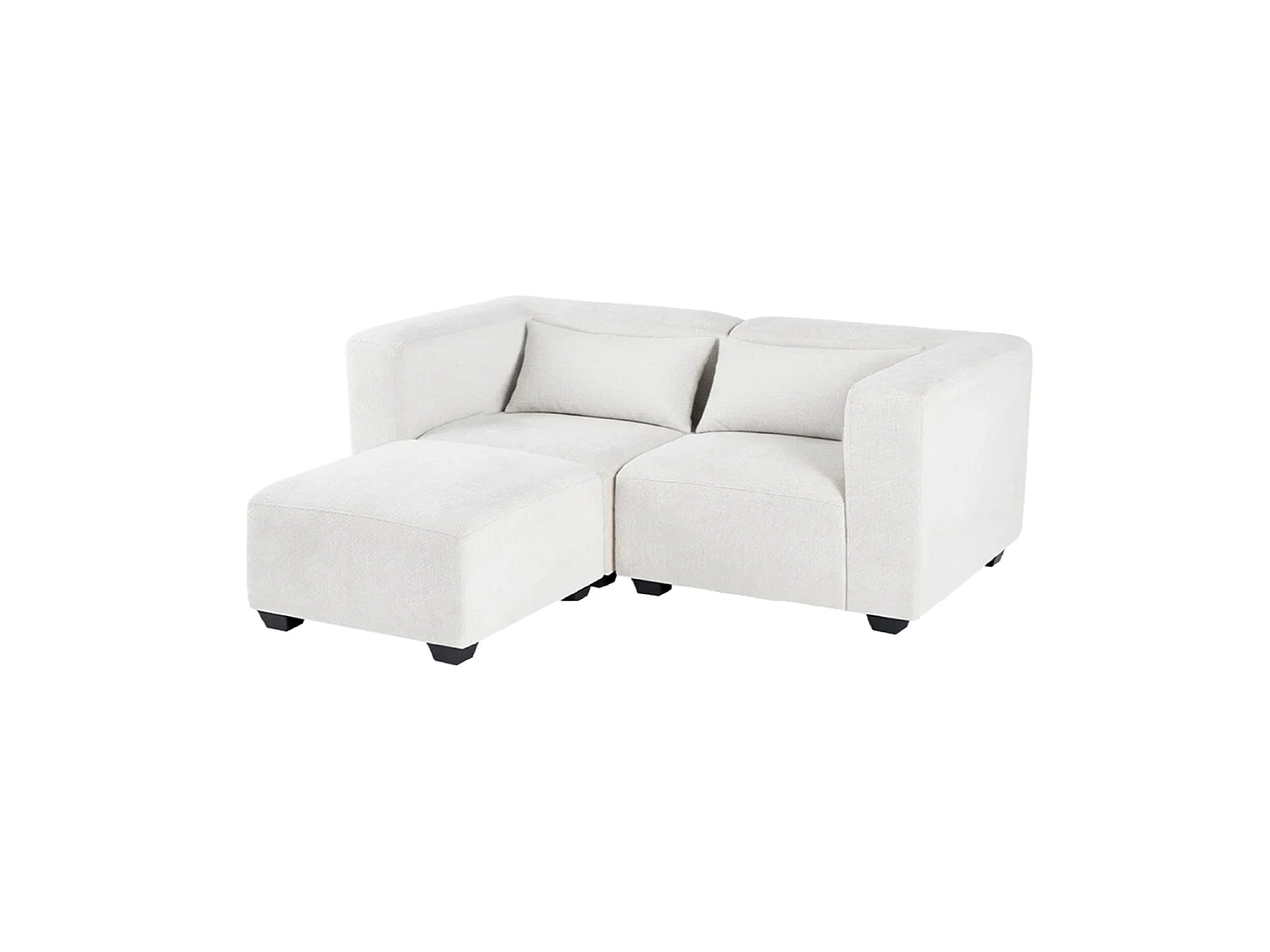 Sofá modular dos plazas liza con reposapiés  beige para hogar moderno mueble de almacenaje  - Homekit