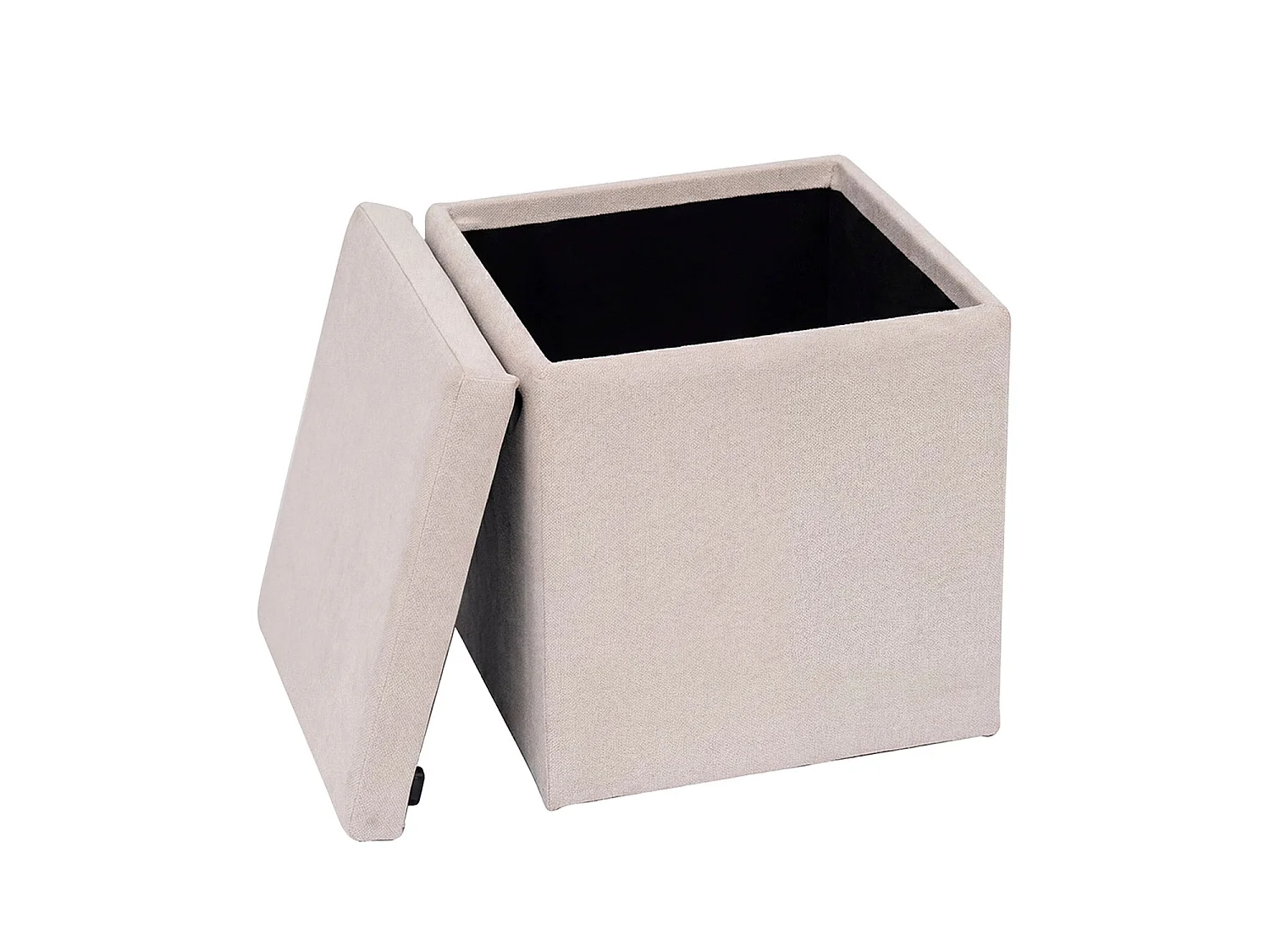 Puff con almacenaje tapizado jayne beige para hogar moderno mueble de almacenaje  - Homekit