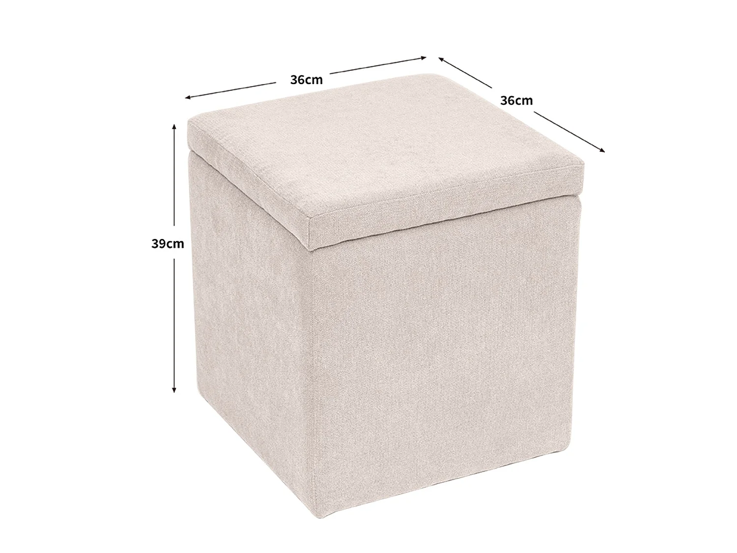 Puff con almacenaje tapizado jayne beige para hogar moderno mueble de almacenaje  - Homekit