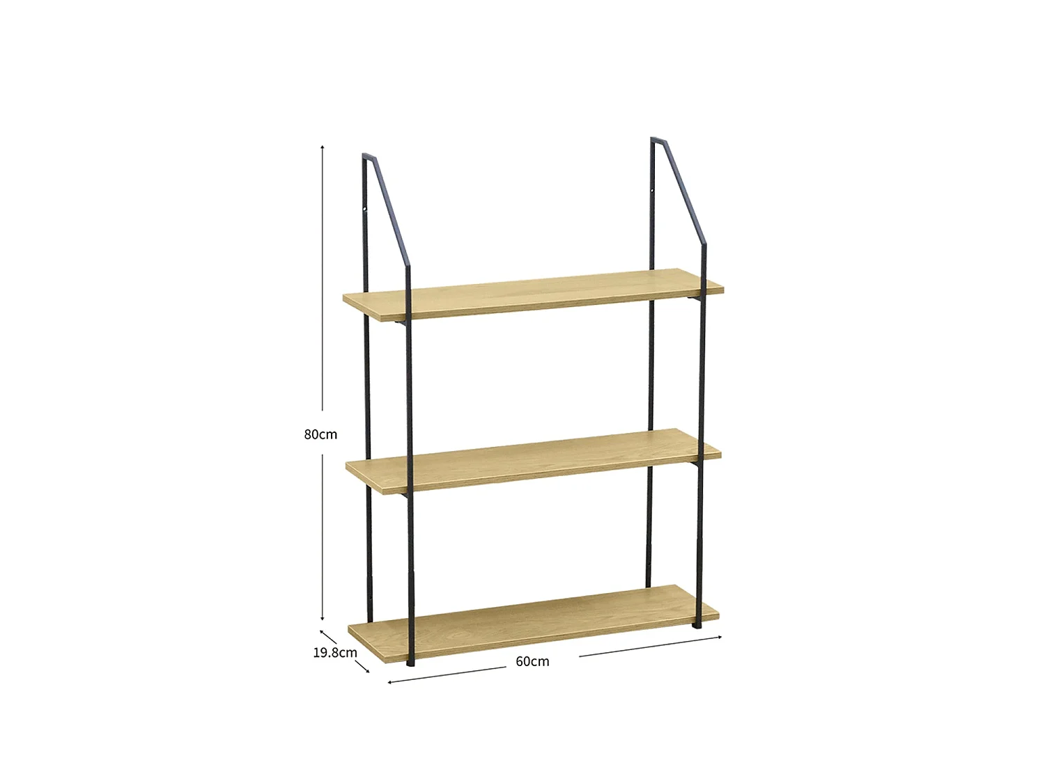 Estantería de pared Mara - Color Madera natural y negro - Homekit
