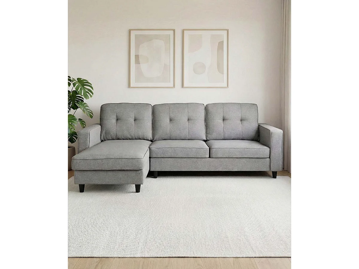 Sofá con chaise longue reversible Karla - Color Gris - Homekit