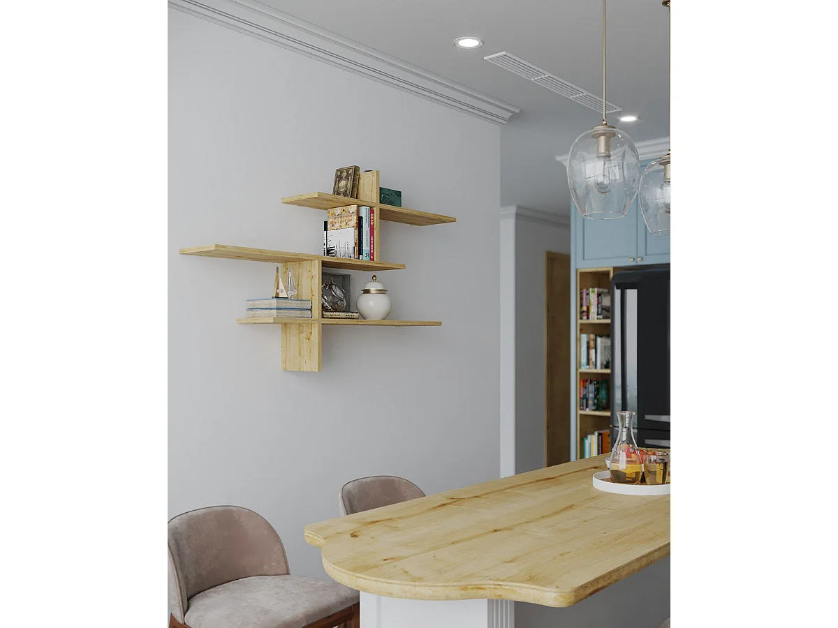 Estantería de pared leta natural y madera para hogar moderno mueble de almacenaje  - Homekit