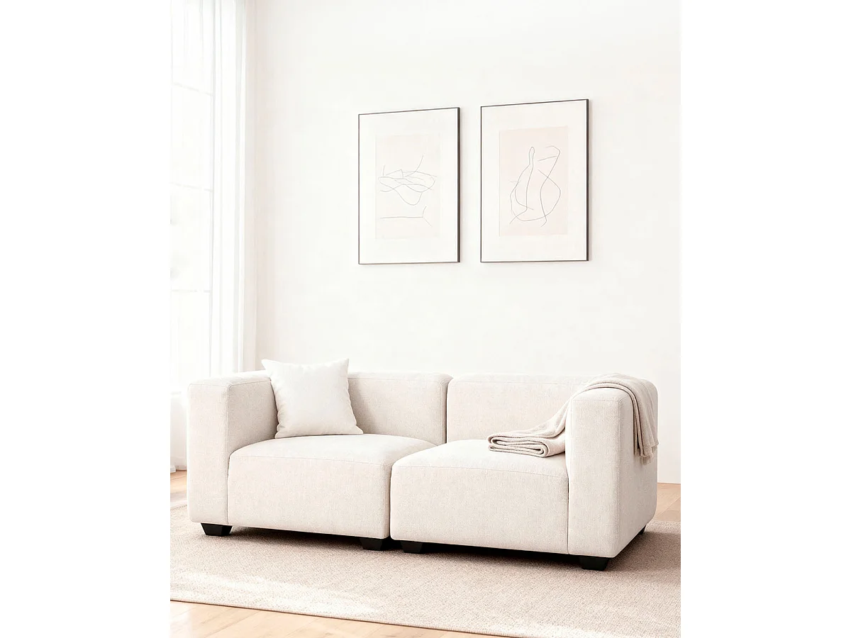 Sofá modular dos plazas liza  beige para hogar moderno mueble de almacenaje  - Homekit