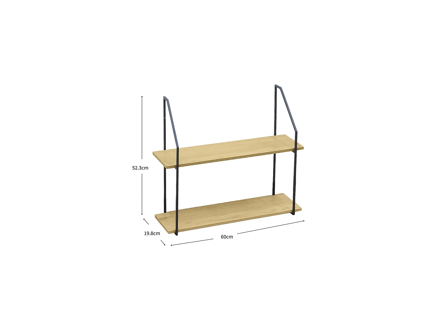 Estantería de pared Mara - Color Madera natural y negro - Homekit