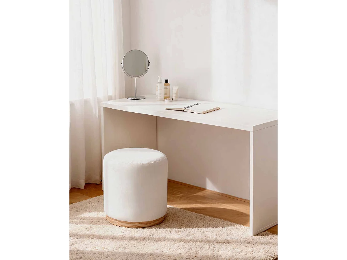 Puff tapizado sheena beige para hogar moderno mueble de almacenaje  - Homekit