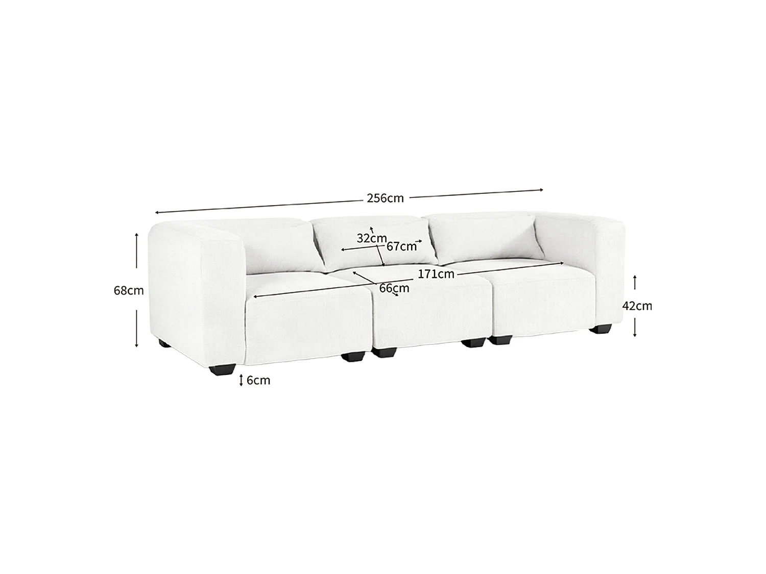 Sofá modular tres plazas Liza Beige - Homekit