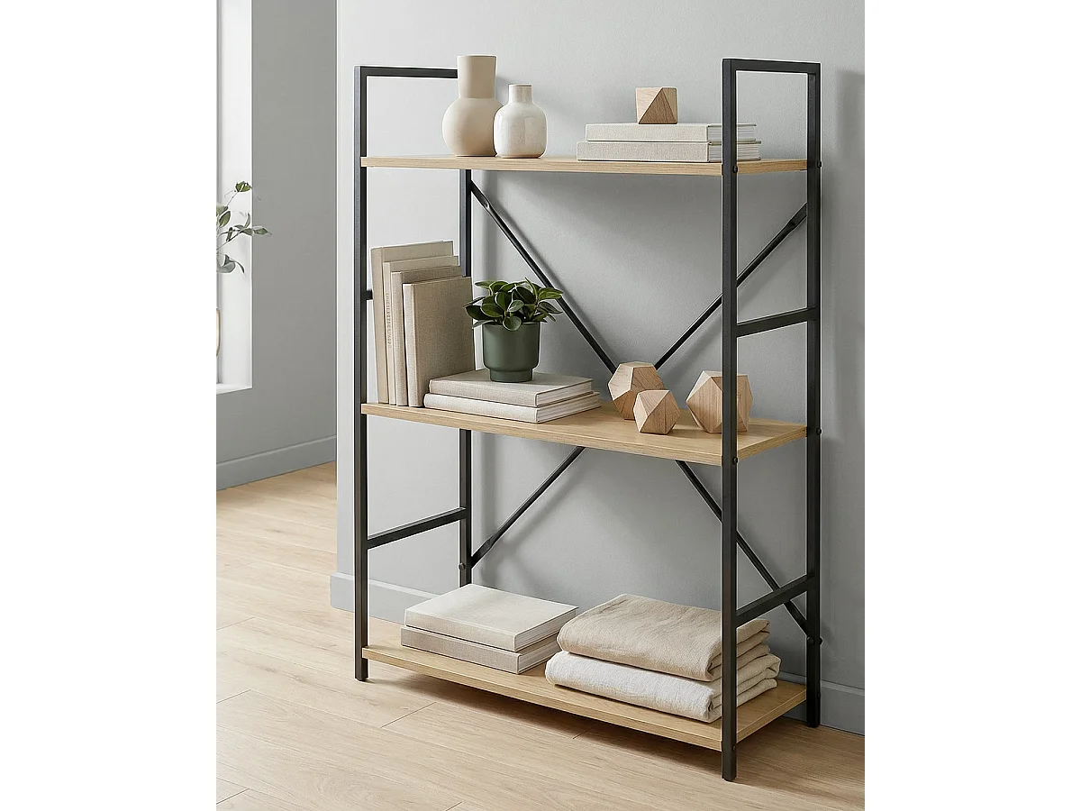Estantería Mara - Color Madera natural y negro - Homekit