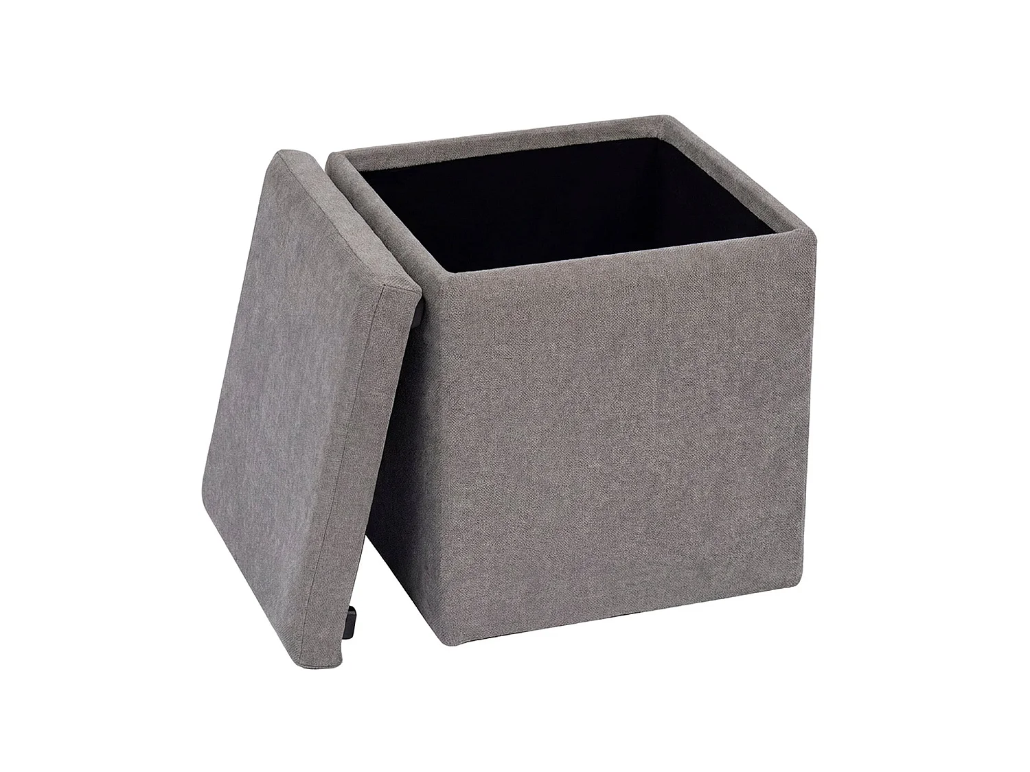 Puff con almacenaje tapizado jayne gris para hogar moderno mueble de almacenaje  - Homekit