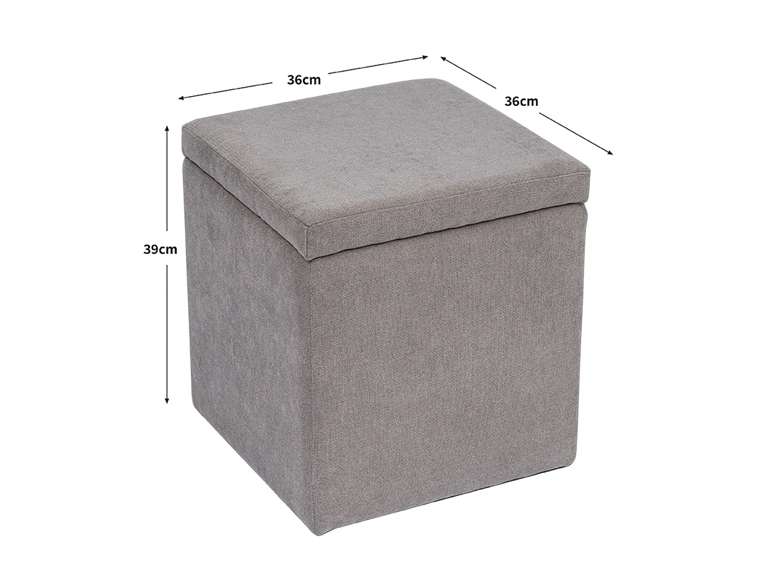 Puff con almacenaje tapizado jayne gris para hogar moderno mueble de almacenaje  - Homekit