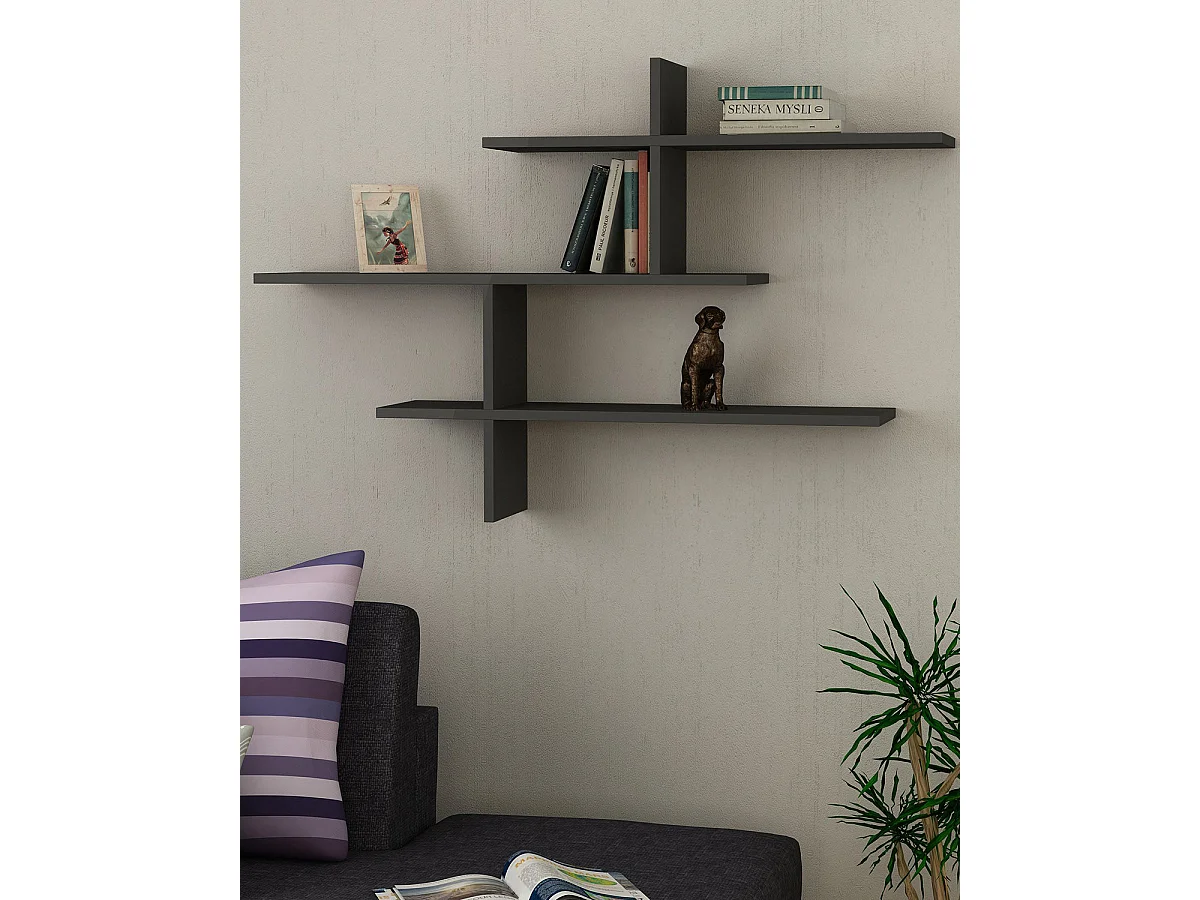 Estantería de pared leta  grafito para hogar moderno mueble de almacenaje  - Homekit