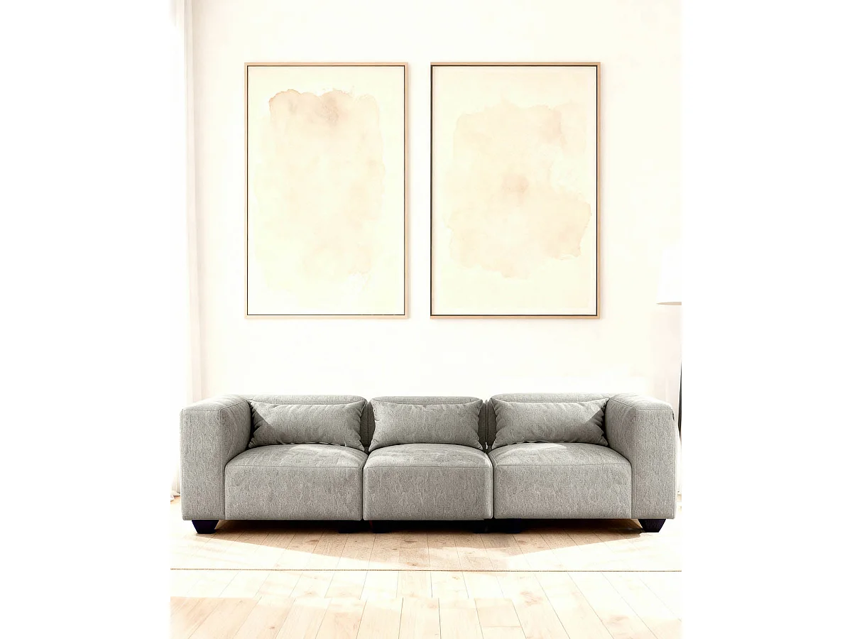 Sofá modular tres plazas liza verdoso gris para hogar moderno mueble de almacenaje  - Homekit