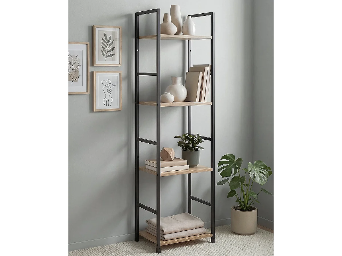 Estantería Mara - Color Madera natural y negro - Homekit