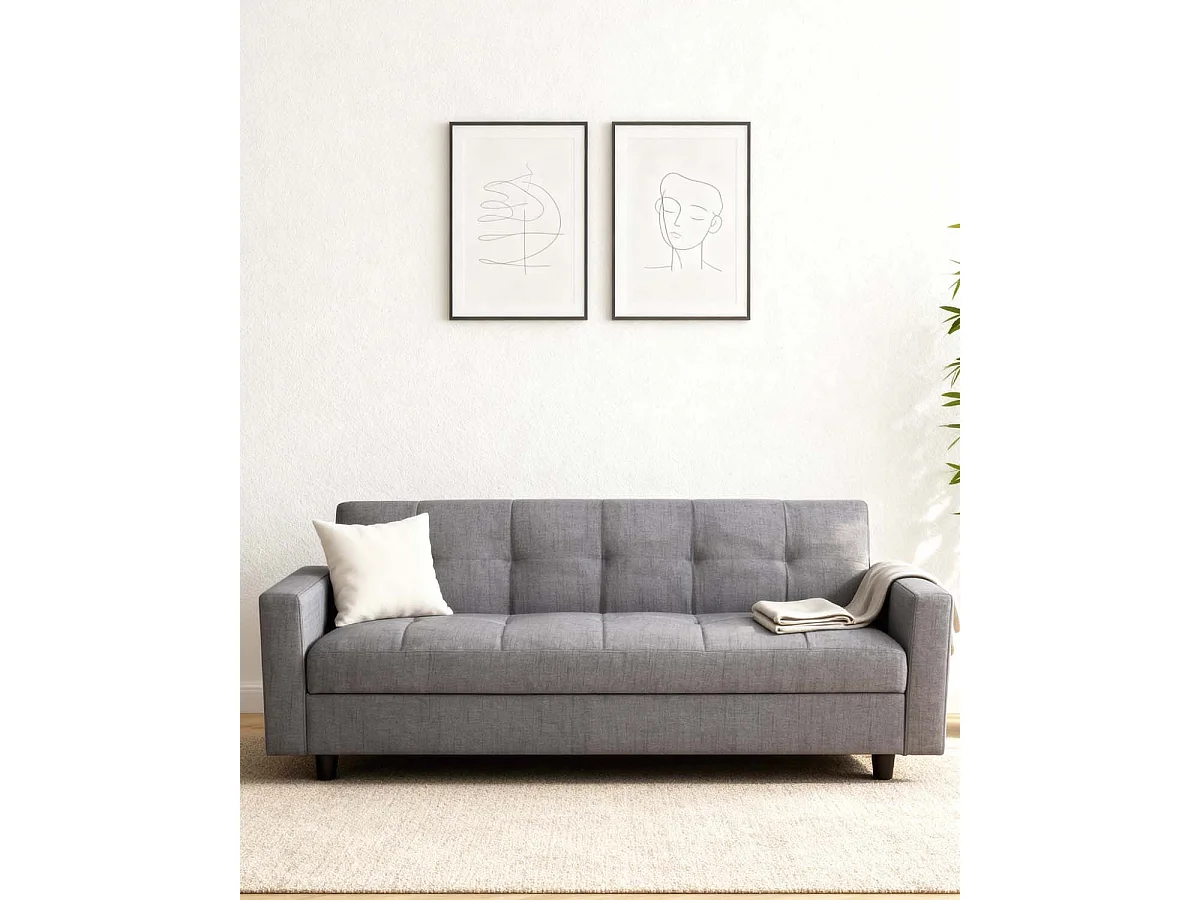 Sofá cama de 3 plazas con almacenaje kim oscuro  gris para hogar moderno mueble de almacenaje  - Homekit