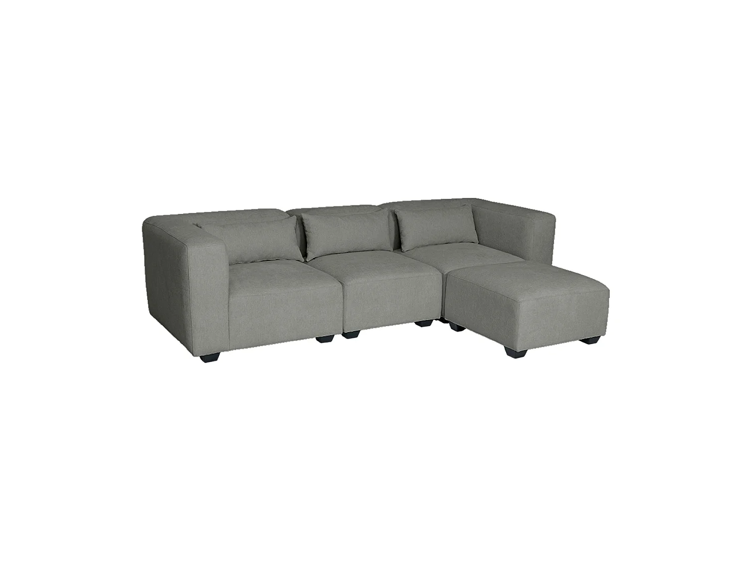 Sofá modular tres plazas liza con reposapiés verdoso  gris para hogar moderno mueble de almacenaje  - Homekit