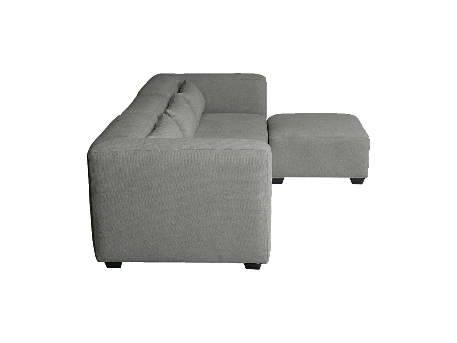 Sofá modular tres plazas liza con reposapiés verdoso  gris para hogar moderno mueble de almacenaje  - Homekit