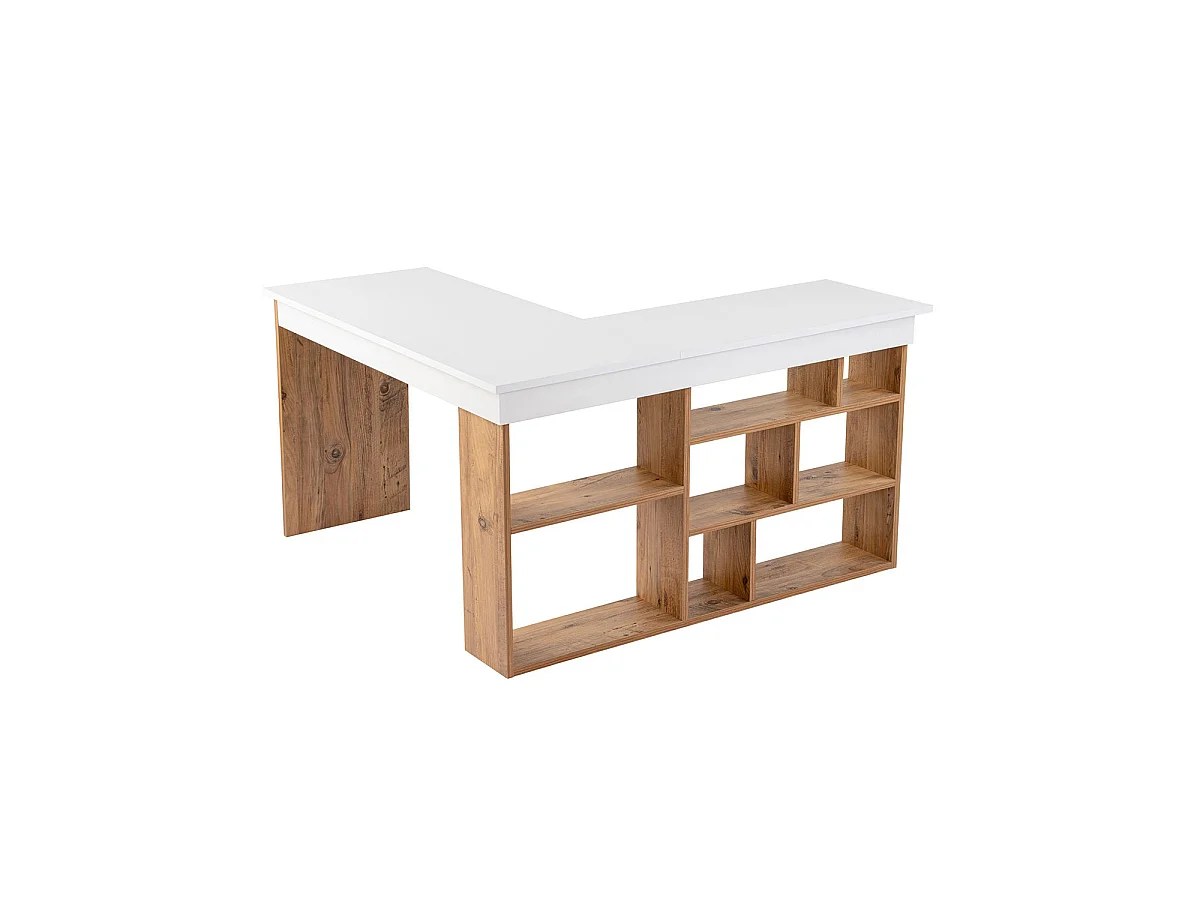 Escritorio debra y blanco y natural y madera para hogar moderno mueble de almacenaje  - Homekit