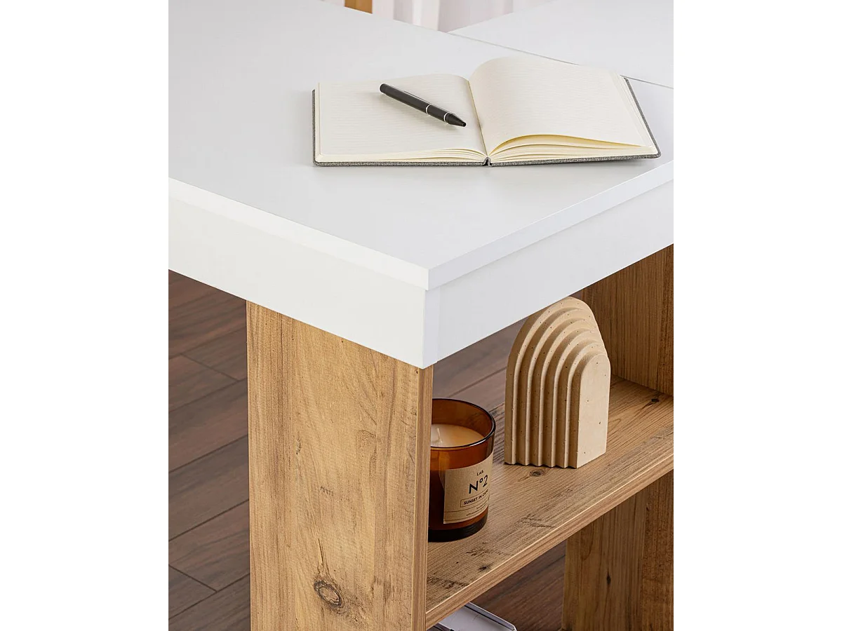 Escritorio debra y blanco y natural y madera para hogar moderno mueble de almacenaje  - Homekit
