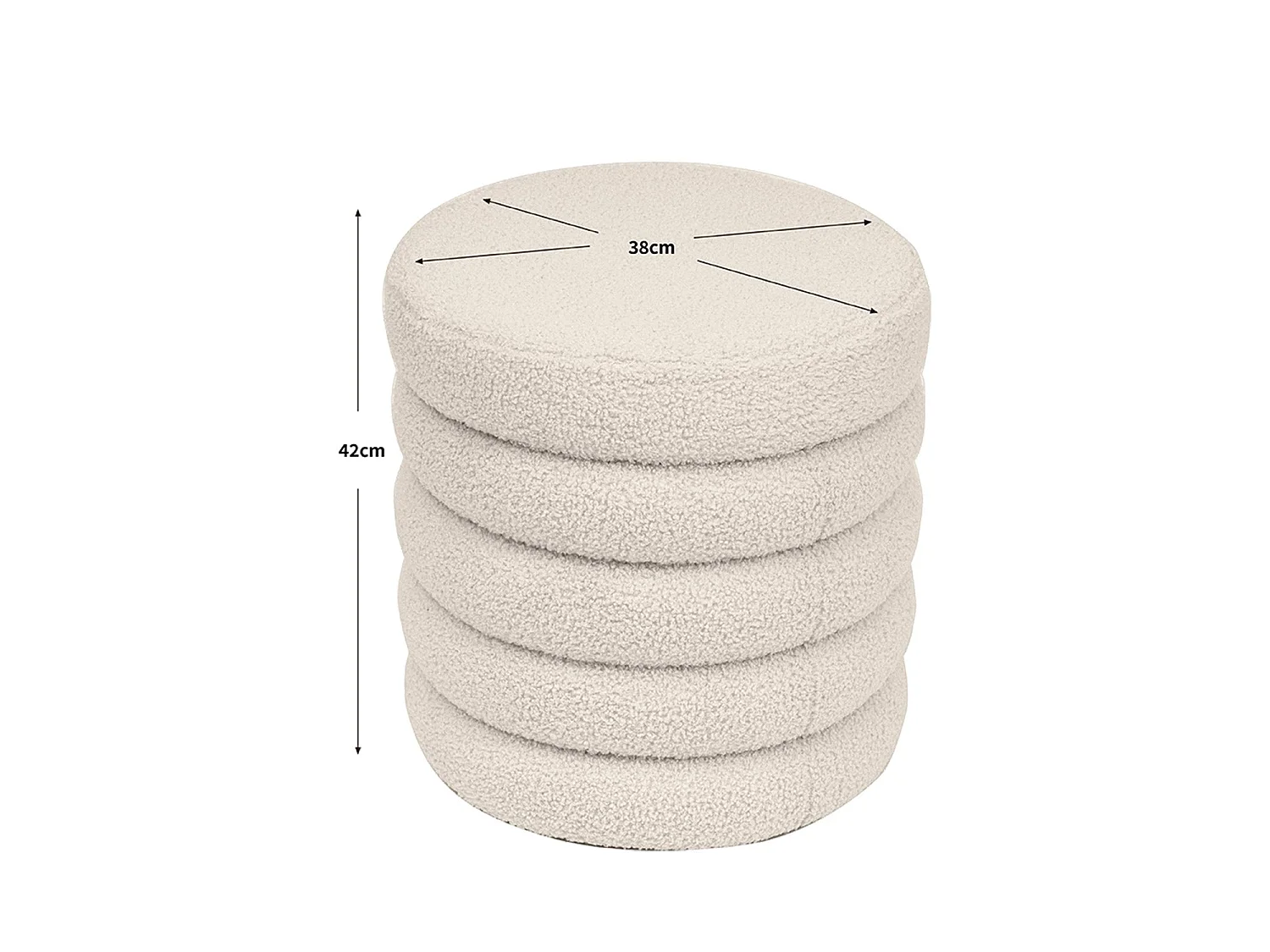 Puff con almacenaje tapizado en teddy effie blanco para hogar moderno mueble de almacenaje  - Homekit