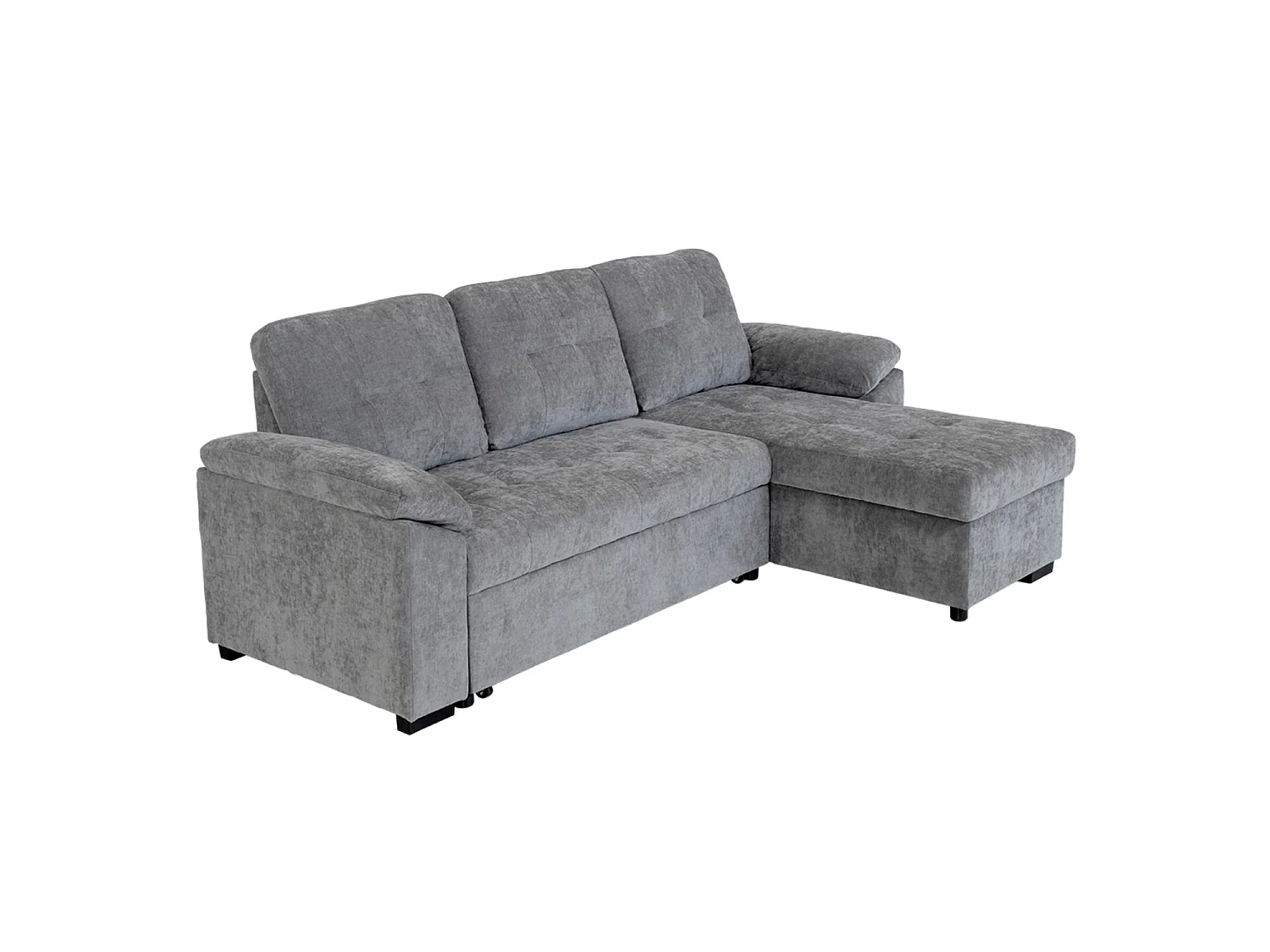 Sofá cama con chaise longue reversible y almacenaje Alexis - Color Gris - Homekit