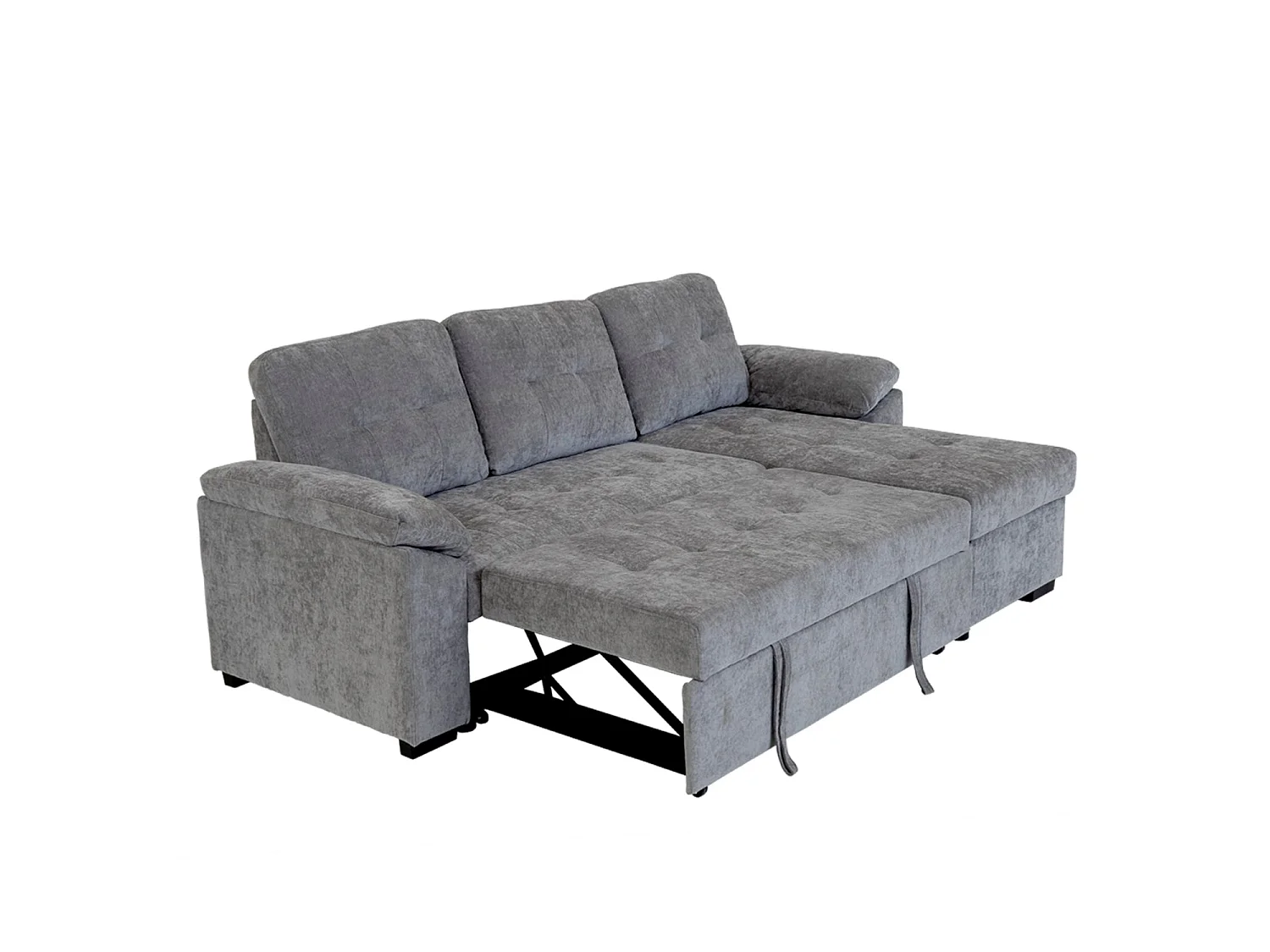 Sofá cama con chaise longue reversible y almacenaje Alexis - Color Gris - Homekit