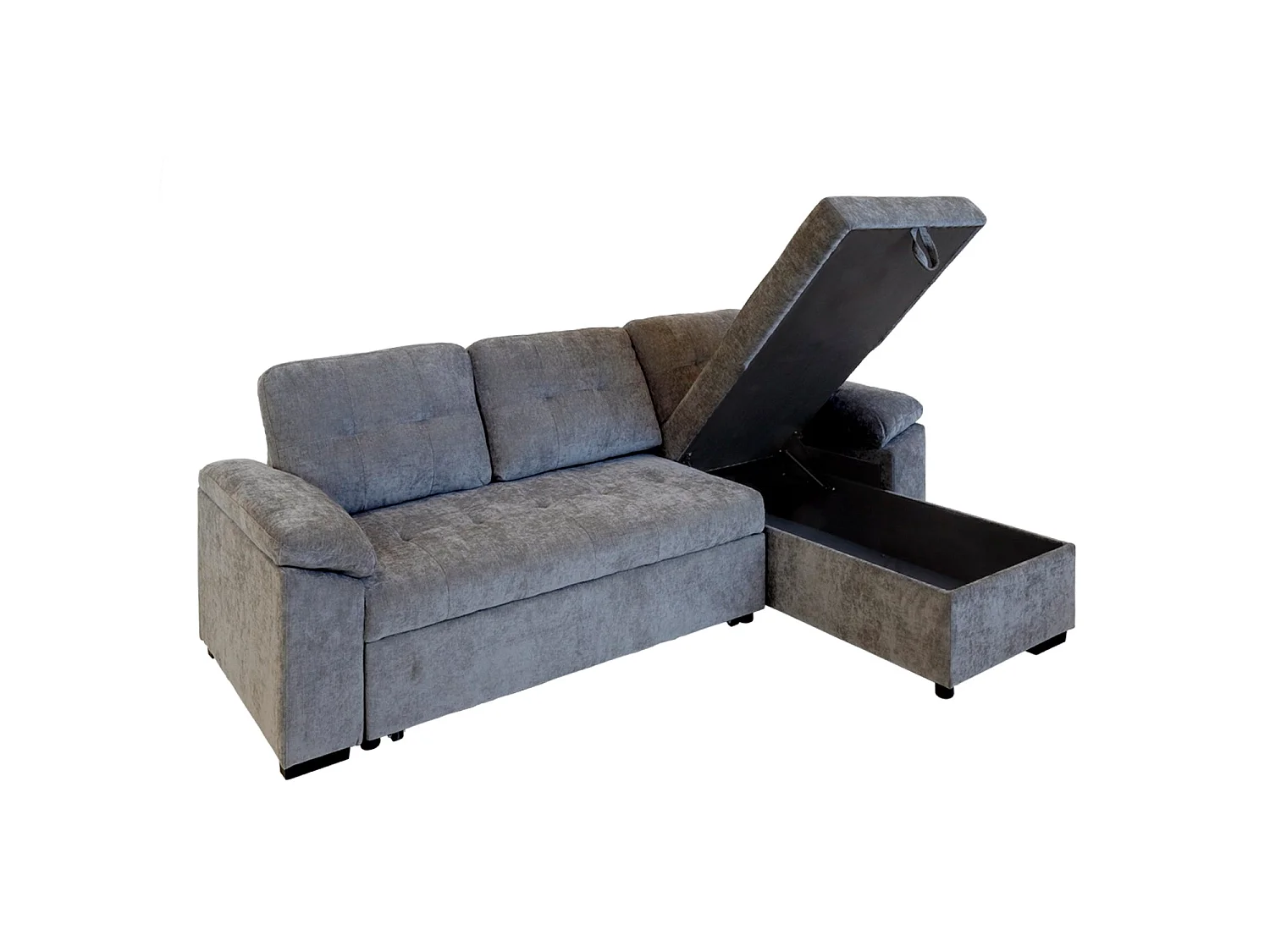 Sofá cama con chaise longue reversible y almacenaje Alexis - Color Gris - Homekit