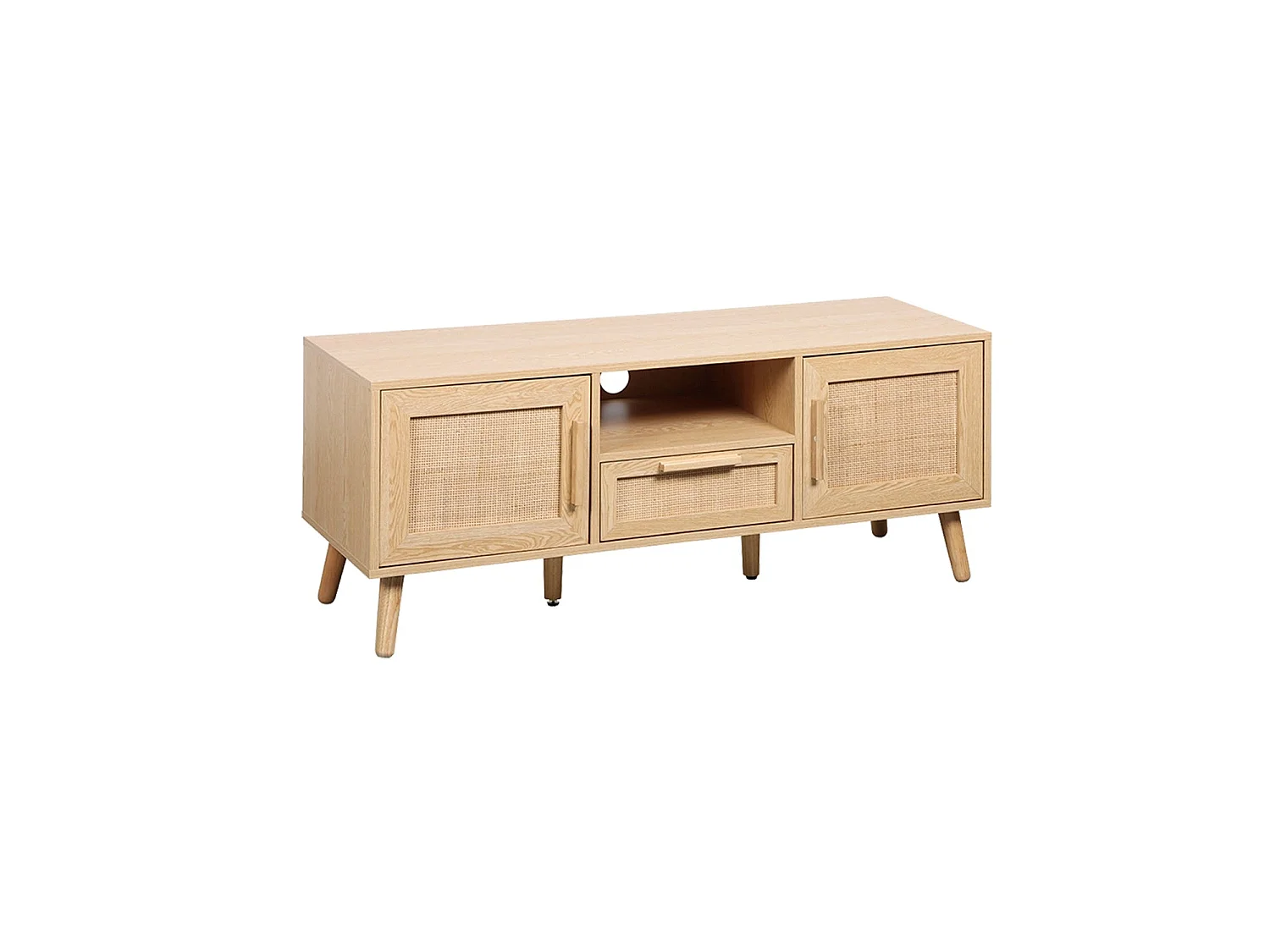 Mueble TV ratán Clare 2 puertas 1 cajon - Color Madera natural - Homekit