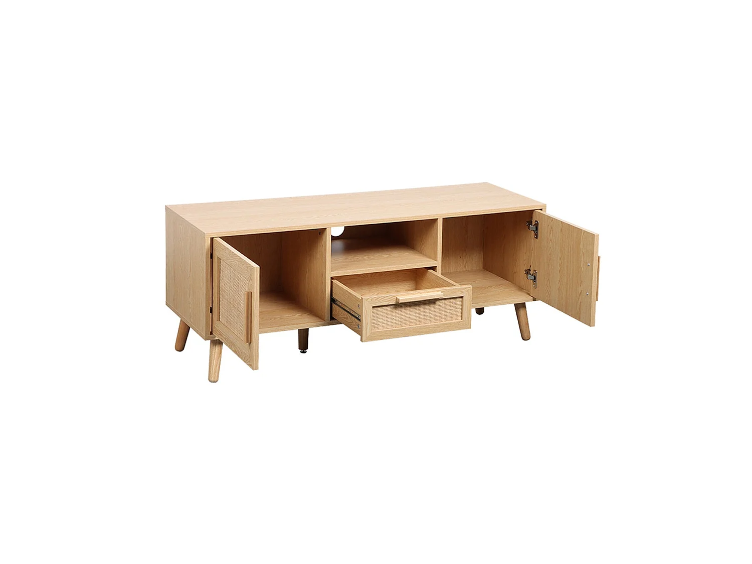 Mueble TV ratán Clare 2 puertas 1 cajon - Color Madera natural - Homekit