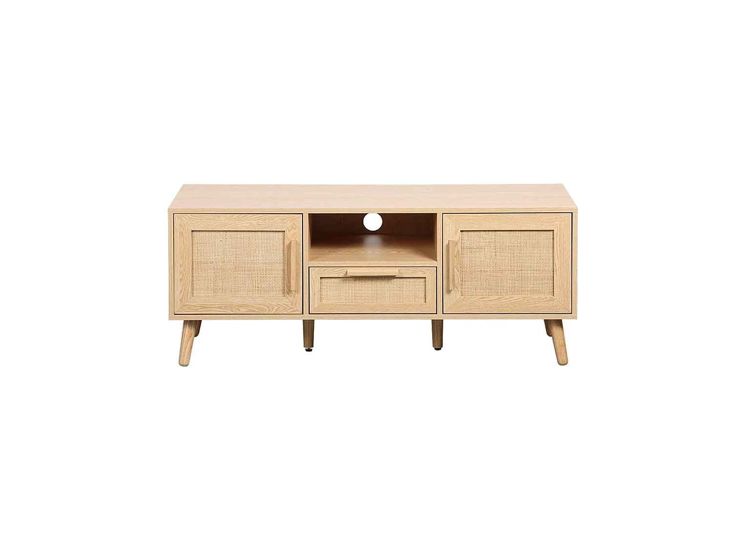 Mueble TV ratán Clare 2 puertas 1 cajon - Color Madera natural - Homekit
