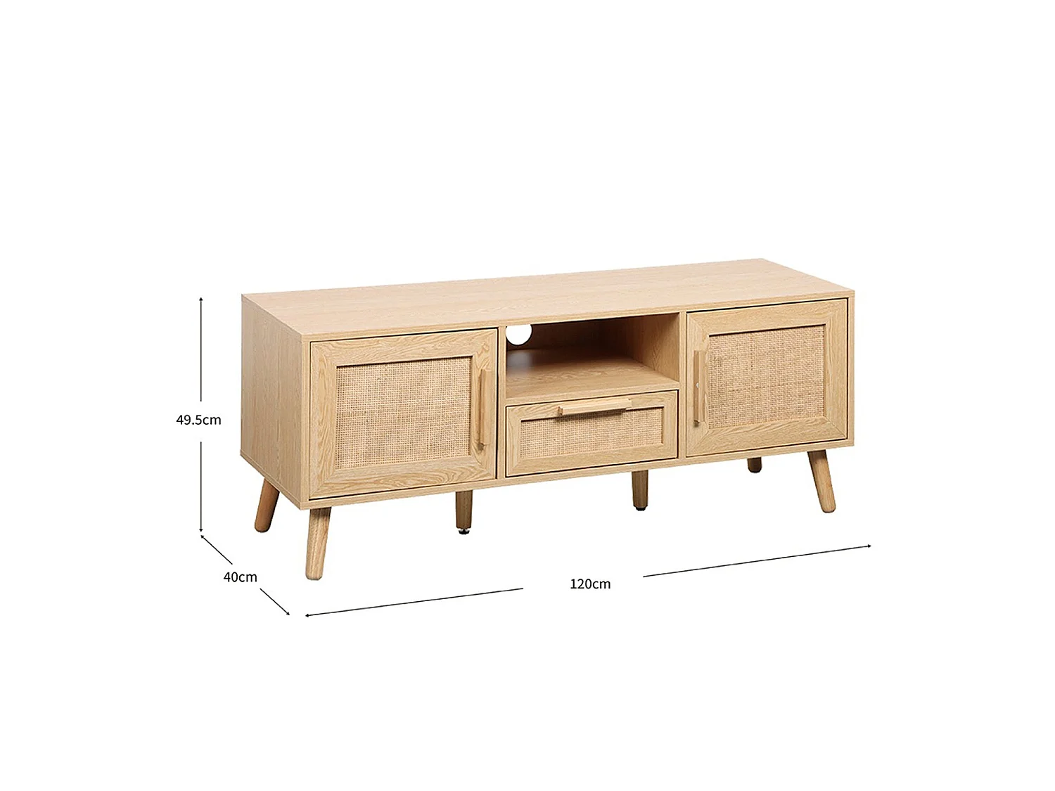 Mueble TV ratán Clare 2 puertas 1 cajon - Color Madera natural - Homekit
