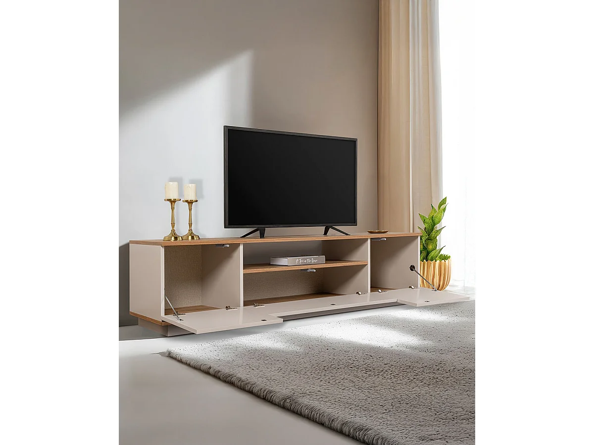 Mueble tv melanie y  natural y beige y madera para hogar moderno mueble de almacenaje  - Homekit