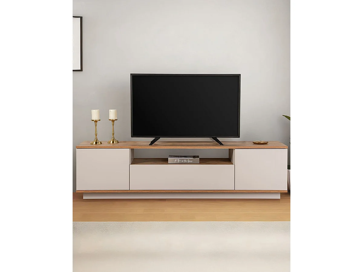 Mueble tv melanie y  natural y beige y madera para hogar moderno mueble de almacenaje  - Homekit