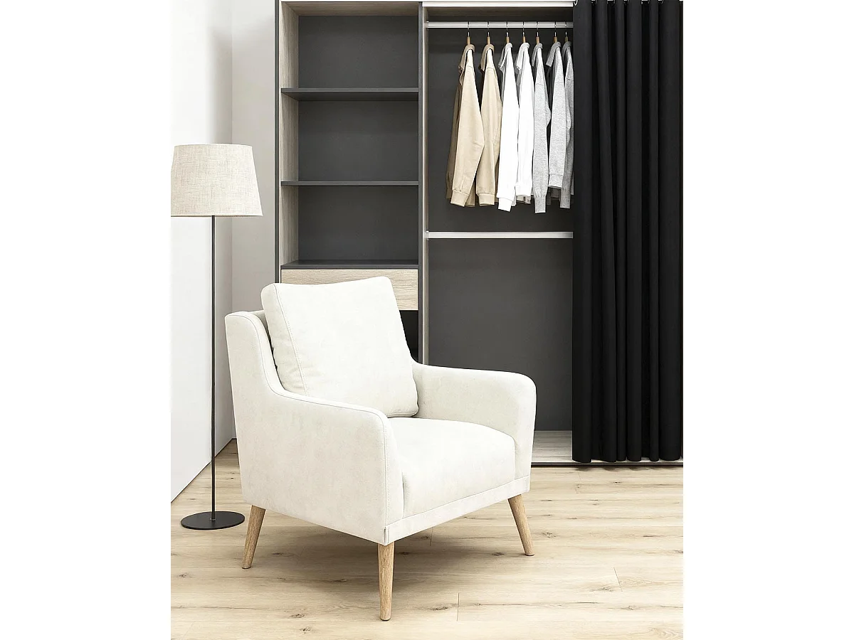 Sillón tapizado en tela allison  beige para hogar moderno mueble de almacenaje  - Homekit